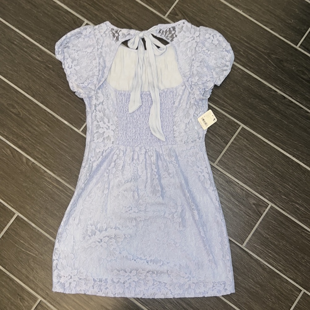 NWT Free People Hailee Lace Short Puffed Sleeve Mini Dress M - Picture 6 of 10